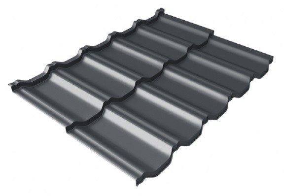 Металлочерепица модульная Квинта Uno Grand Line c 3D резом 0,5 Satin Мatt RAL 7024 мокрый асфальт купить в Навашино