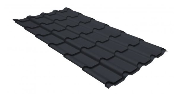 Металлочерепица камея GL 0,5 GreenCoat Pural RR 23 темно-серый (RAL 7024 мокрый асфальт) купить в Навашино