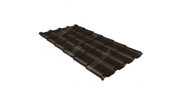 Металлочерепица камея GL 0,5 GreenCoat Pural RR 32 темно-коричневый (RAL 8019 серо-коричневый) купить в Навашино