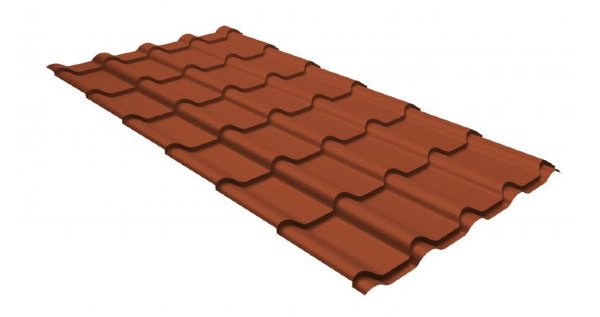 Металлочерепица камея GL 0,5 GreenCoat Pural RR 750 кирпично-красный (RAL 8004 терракота) купить в Навашино