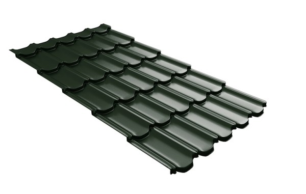 Металлочерепица квинта плюс с 3D резом 0,5 GreenСoat Pural Matt RR 11 темно-зеленый (RAL 6020 хромовая зелень) купить в Навашино