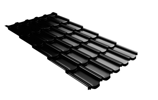 Металлочерепица квинта плюс с 3D резом 0,5 GreenСoat Pural Matt RR 33 черный (RAL 9005 черный) купить в Навашино