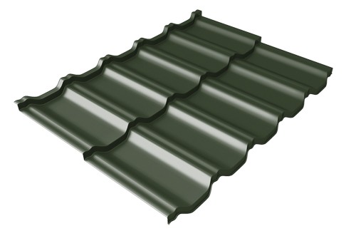 Металлочерепица модульная Квинта Uno Grand Line c 3D резом 0,5 GreenСoat Pural Matt RR 11 темно-зеленый (RAL 6020 хромовая зелень) купить в Навашино