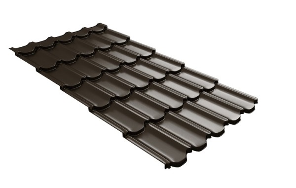 Металлочерепица квинта плюс с 3D резом 0,5 GreenСoat Pural RR 32 темно-коричневый (RAL 8019 серо-коричневый) купить в Навашино