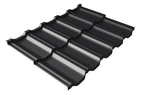 Металлочерепица модульная Квинта Uno Grand Line c 3D резом 0,5 Satin Мatt RAL 9005 черный купить в Навашино
