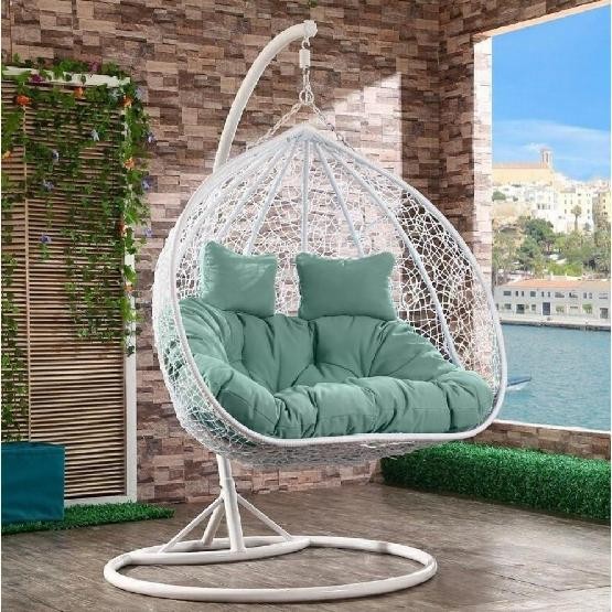 Кресло Подвесное из искусственного ротанга AFM-109A White/Green купить в Навашино
