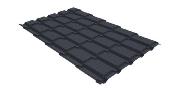 Металлочерепица GL квадро профи 0,5 GreenCoat Pural RR 23 темно-серый (RAL 7024) мокрый асфальт купить в Навашино