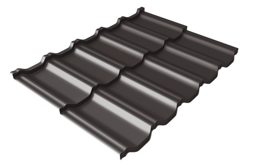 Металлочерепица модульная Квинта Uno Grand Line c 3D резом 0,5 GreenСoat Pural Matt RR 32 темно-коричневый (RAL 8019 серо-коричневый) купить в Навашино