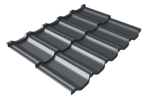 Металлочерепица модульная Квинта Uno Grand Line c 3D резом 0,45 Drap RAL 7024 мокрый асфальт купить в Навашино