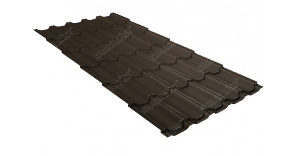 Металлочерепица квинта плюс 0,5 GreenCoat Pural Matt RR 32 темно-коричневый (RAL 8019 серо-коричневый) купить в Навашино